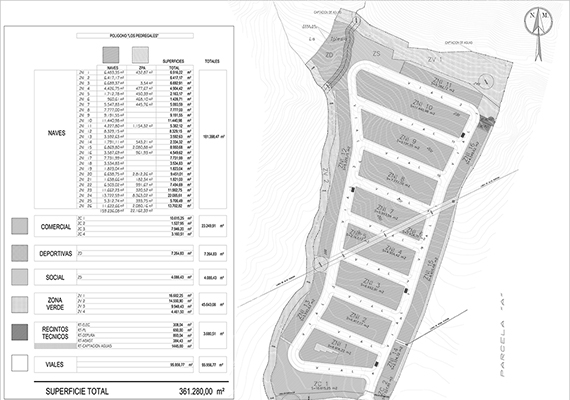 Partial urban plan of the industrial area in Casares.